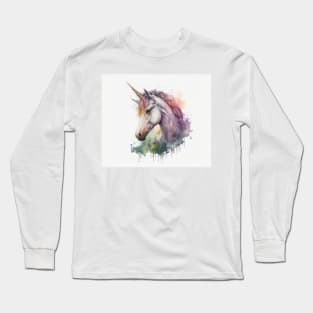 Unicorn Watercolour Painting Long Sleeve T-Shirt